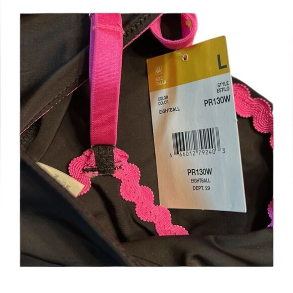 Parade Pink and Black Bralette and Thong Set(Size Large) - Picture 3 of 6